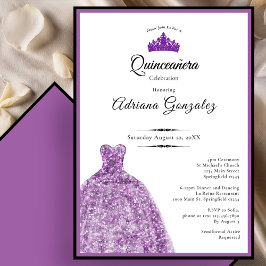 Elegant Purple Dress 15th Birthday Quinceanera Kaart
