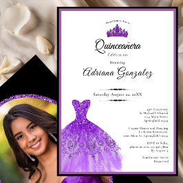 Elegant Purple Dress 15th Birthday Quinceanera Kaart