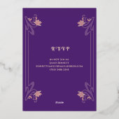 Elegant Purple Fabulous 50 Rose Foil Birthday Folie Uitnodiging (Achterkant)