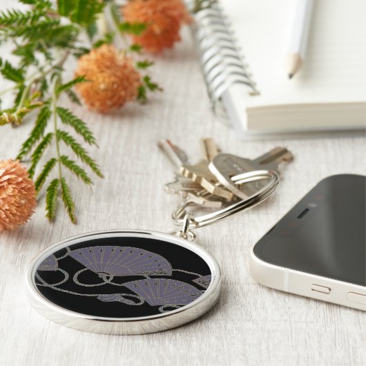 Elegant Purple Fan Sleutelhanger (Zijkant)