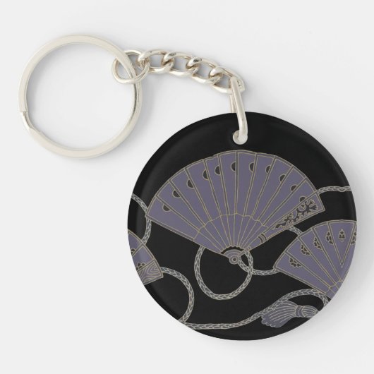 Elegant Purple Fan Sleutelhanger (Voorkant)