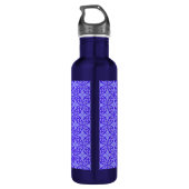 Elegant Purple Filigree Pattern Monogram Waterfles (Achterkant)