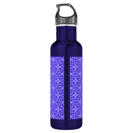 Elegant Purple Filigree Pattern Monogram Waterfles (Achterkant)