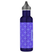 Elegant Purple Filigree Pattern Monogram Waterfles (Links)
