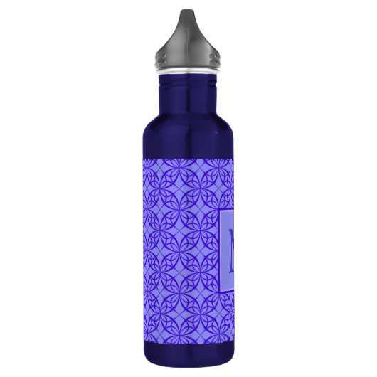 Elegant Purple Filigree Pattern Monogram Waterfles (Links)