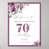 Elegant Purple Floral 70th Birthday Welcome Poster (Voorkant)