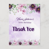 Elegant Purple Floral Birthday Invitation Briefkaart (Voorkant)