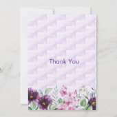 Elegant Purple Floral Birthday Invitation Kaart (Achterkant)