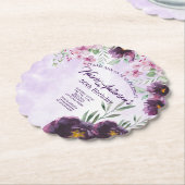 Elegant Purple Floral Birthday Invitation Kartonnen Onderzetters (Gekanteld)