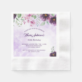 Elegant Purple Floral Birthday Invitation Servet