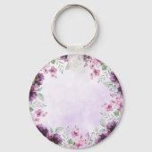 Elegant Purple Floral Birthday Invitation Sleutelhanger (Achterkant)