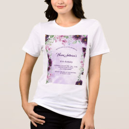 Elegant Purple Floral Birthday Invitation Tri-Blend Shirt
