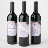 Elegant Purple Floral Birthday Invitation Wijn Etiket (Flessen)