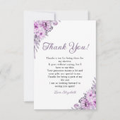 Elegant Purple Floral Bridal Shower  Bedankkaart (Voorkant)