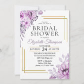 Elegant Purple Floral Bridal Shower Party Kaart (Voorkant)