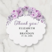Elegant Purple Floral Decorations Wedding  Bedankjes Labels (Voorkant)