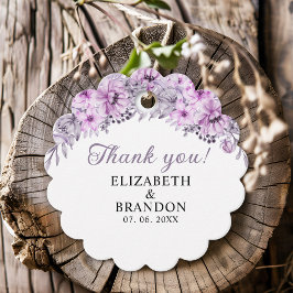 Elegant Purple Floral Decorations Wedding  Bedankjes Labels