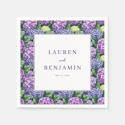 Elegant Purple Floral Hydrangea Servet (Voorkant)