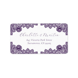 Elegant Purple Floral Lace Return Address Etiket