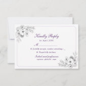 Elegant Purple Floral RSVP Kaartje (Voorkant)
