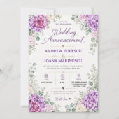 Elegant Purple Floral Watercolor Hydrangea Kaart (Voorkant)