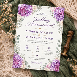 Elegant Purple Floral Watercolor Hydrangea Kaart