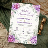 Elegant Purple Floral Watercolor Hydrangea Kaart