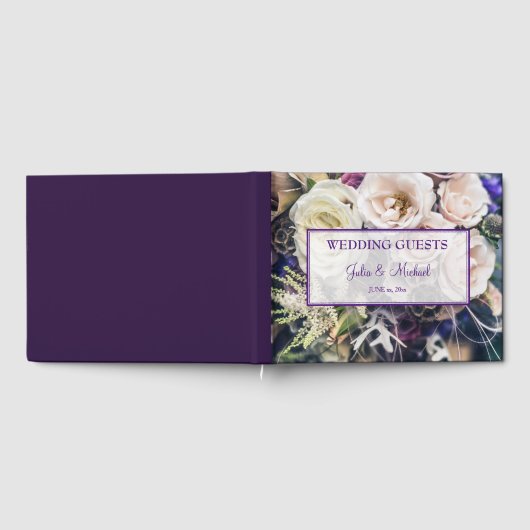 Elegant Purple Floral Wedding Gastenboek (Volledig)
