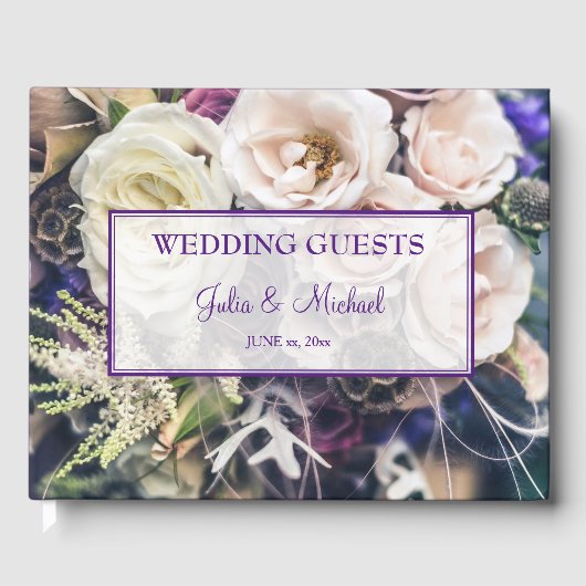 Elegant Purple Floral Wedding Gastenboek (Voorkant)
