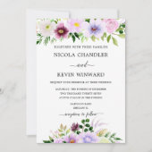 Elegant Purple Floral Wedding Kaart (Voorkant)