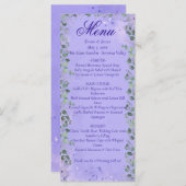 Elegant Purple Floral Wedding Menu Card (Voorkant / Achterkant)