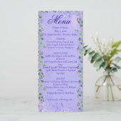 Elegant Purple Floral Wedding Menu Card (Staand voorkant)