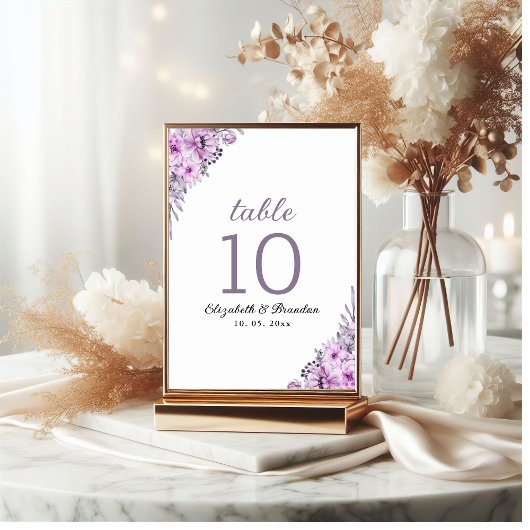 Elegant Purple Floral Wedding Party Kaart
