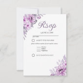 Elegant Purple Floral Wedding Suite RSVP Kaartje (Voorkant)