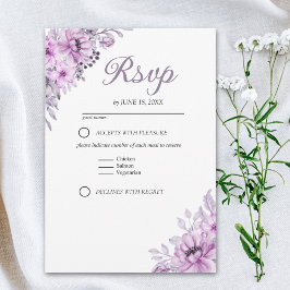 Elegant Purple Floral Wedding Suite RSVP Kaartje