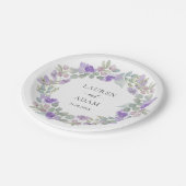 Elegant Purple Floral Wreath Wedding Papieren Bordje (Gekanteld)