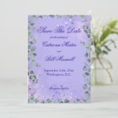 Elegant Purple Florals Wedding Save The Date Card Kaart (Staand voorkant)