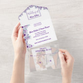 Elegant purple flower all in one uitnodiging (Afscheurbaar)