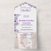 Elegant purple flower all in one uitnodiging (Binnen)