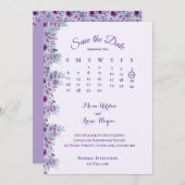 Elegant purple flower save the date (Voorkant / Achterkant)