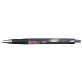 Elegant Purple Flowers Art over zwart monogram Pen (Achterkant)