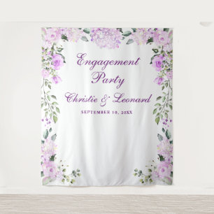 Elegant Purple Flowers Engagement Party Wandkleed