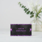 Elegant Purple Flowers Glitter Black Visitekaartje (Staand voorkant)