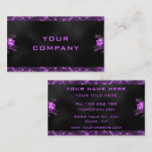 Elegant Purple Flowers Glitter Black Visitekaartje (Voorkant / Achterkant)