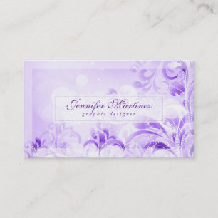 Elegant Purple Flowers & Glitter Visitekaartje