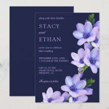 Elegant Purple Flowers Mauve Floral Wedding Invite