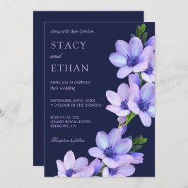 Elegant Purple Flowers Mauve Floral Wedding Invite Kaart