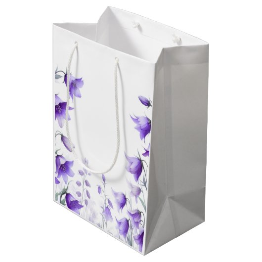 Elegant Purple Flowers Medium Cadeauzakje (Achterkant Gekanteld)