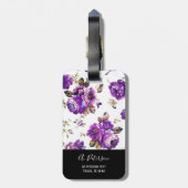 Elegant Purple Flowers Pattern Bagagelabel (Achterkant verticaal)