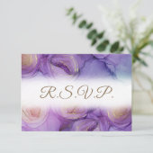 Elegant Purple Flowers QR Code Weddenschap RSVP Ca (Staand voorkant)